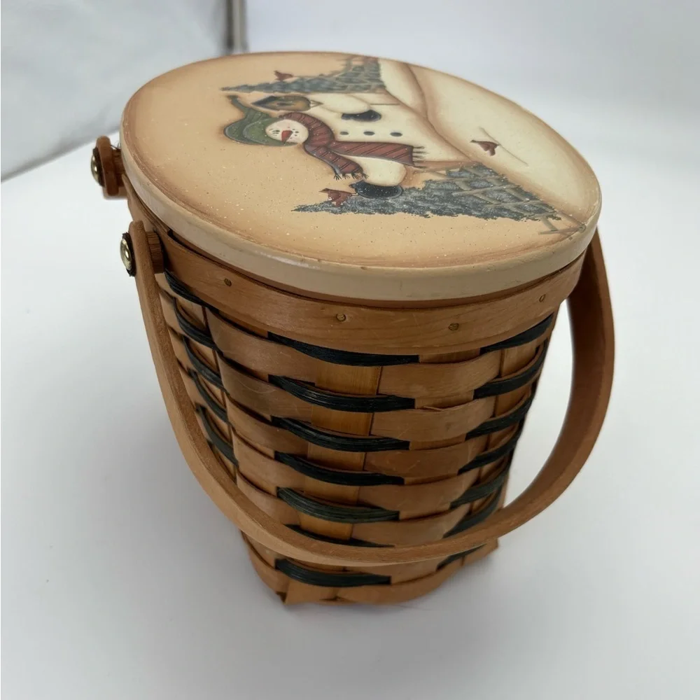 Vintage Snowman Decorative Woven Basket